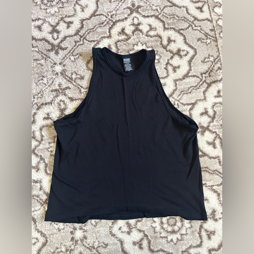 PINK Victoria's Secret Black Sleeveless Mesh Tank Sz M